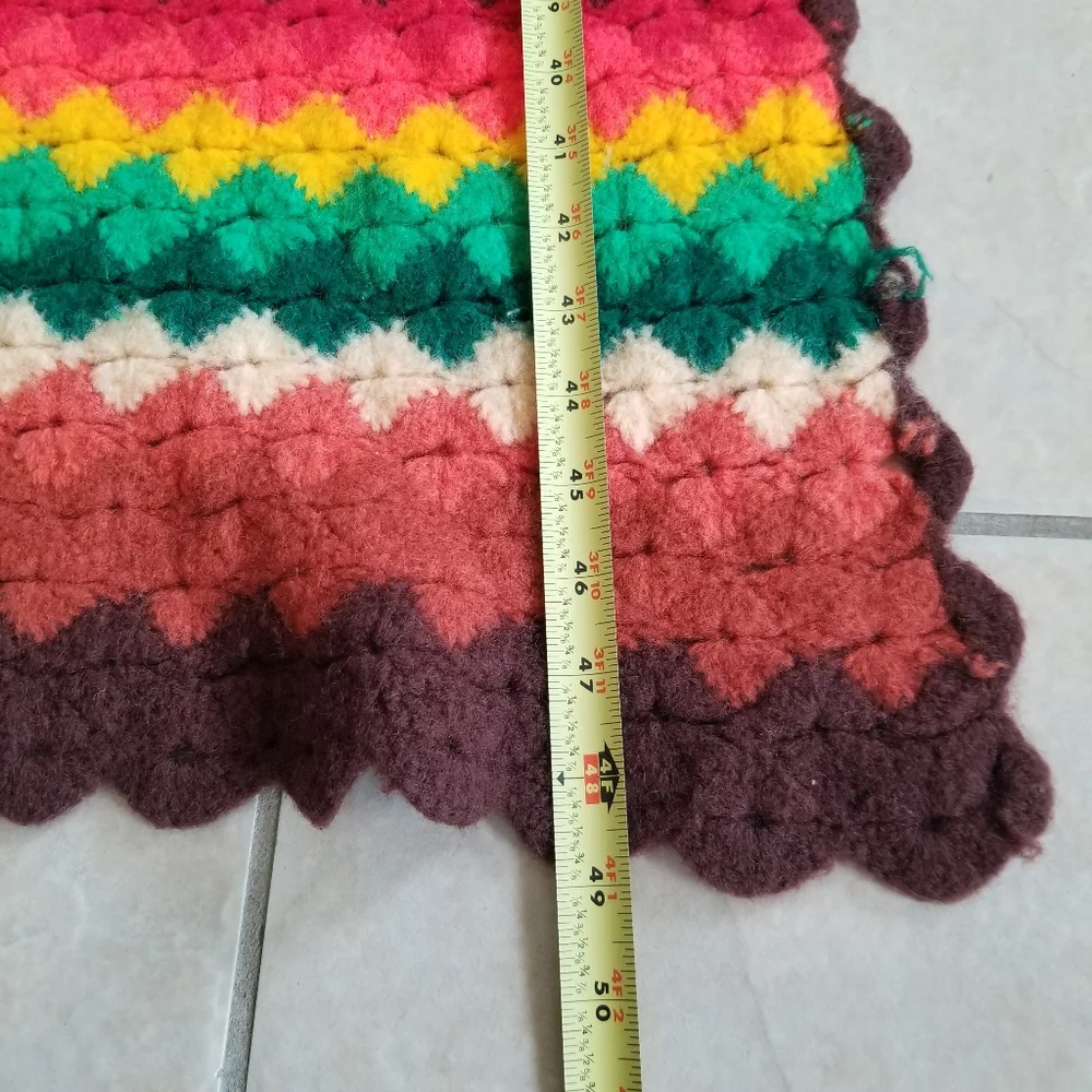 Vintage Boho Granny Handmade Afghan Yarn‎ Weave Crochet Rectangle Throw Blanket
